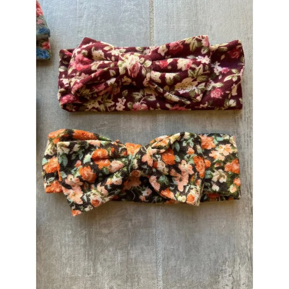 Los Angeles Boutique Boho Baby Girl Soft Fabric Stretch Floral Set of 5 Headband